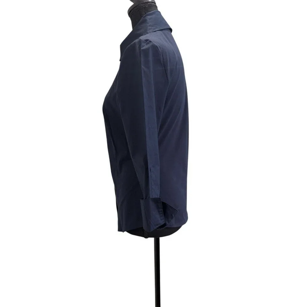 Carla Rockmore Collection The Essential Button Down Shirt Navy Size Small - Picture 3 of 10